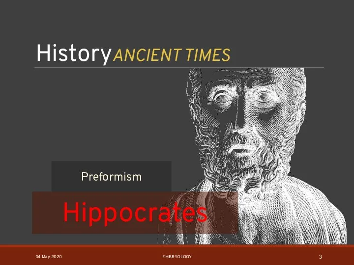 HistoryANCIENT TIMES Preformism 04 May 2020 EMBRYOLOGY