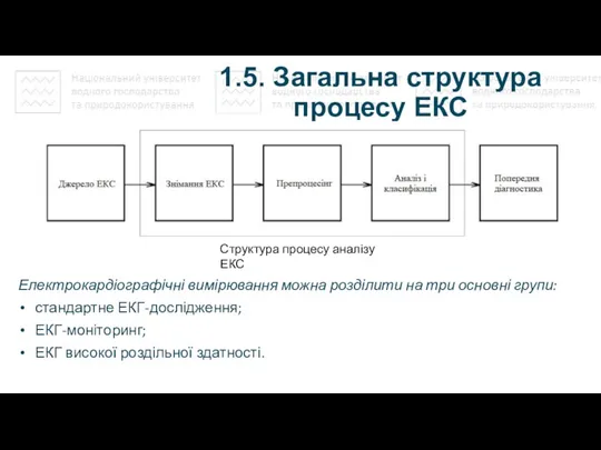 1.5. Загальна структура процесу ЕКС Електрокардіографічні вимірювання можна розділити на три основні