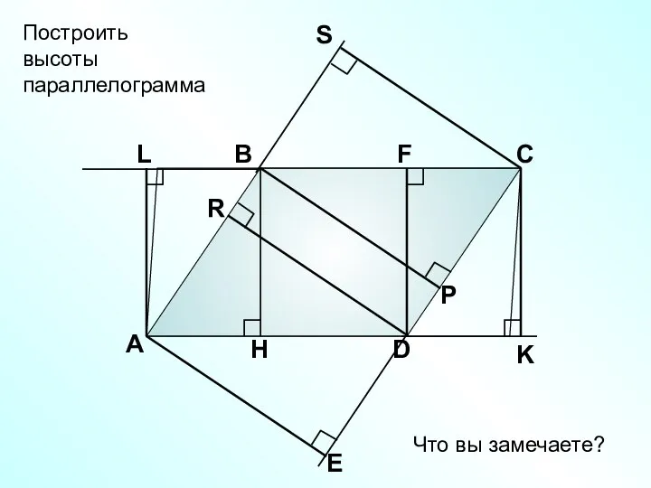 А В С D Построить высоты параллелограмма Что вы замечаете?