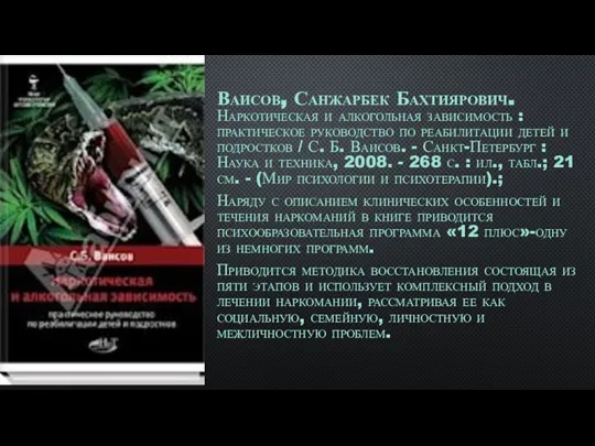 Ваисов, Санжарбек Бахтиярович. Наркотическая и алкогольная зависимость : практическое руководство по реабилитации