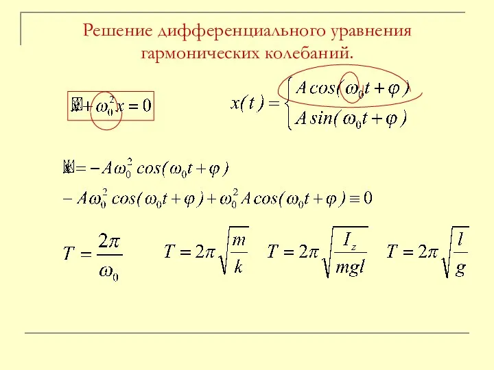 Решение дифференциального уравнения гармонических колебаний.