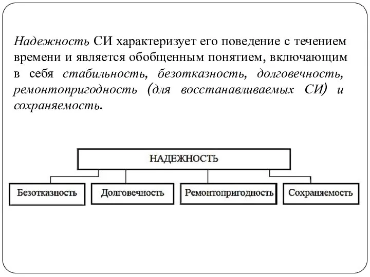 Надежность СИ характеризует его поведение с течением времени и является обобщенным понятием,