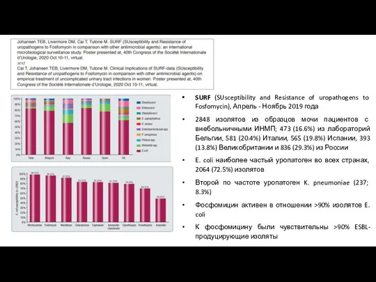SURF (SUsceptibility and Resistance of uropathogens to Fosfomycin), Апрель - Ноябрь 2019