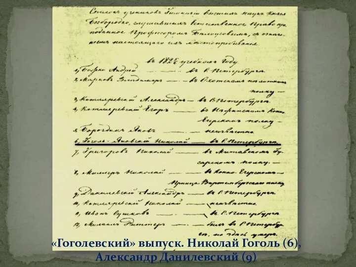 «Гоголевский» выпуск. Николай Гоголь (6), Александр Данилевский (9)