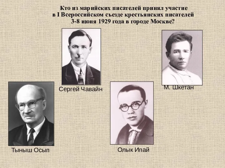 Кто из марийских писателей принял участие в I Всероссийском съезде крестьянских писателей