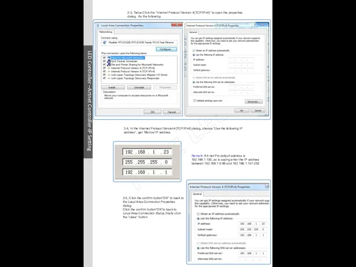 2-3, Twice Click the "Internet Protocol Version 4(TCP/IPv4)" to open the properties