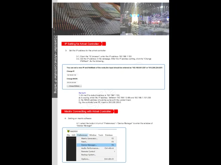 LED Controller –Artnet Controller-IP Setting Model Definition IP Setting for Artnet Controller: