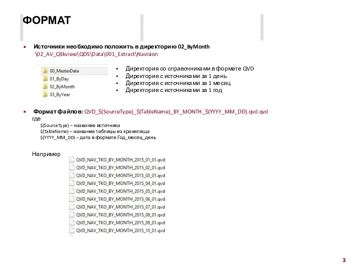 Директория со справочниками в формате QVD Директория с источниками за 1 день
