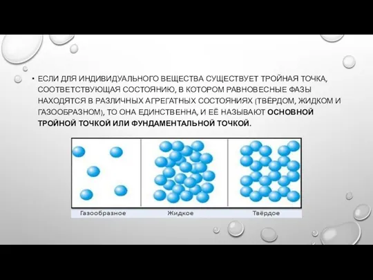 ЕСЛИ ДЛЯ ИНДИВИДУАЛЬНОГО ВЕЩЕСТВА СУЩЕСТВУЕТ ТРОЙНАЯ ТОЧКА, СООТВЕТСТВУЮЩАЯ СОСТОЯНИЮ, В КОТОРОМ РАВНОВЕСНЫЕ