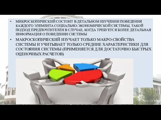 МИКРОСКОПИЧЕСКИЙ СОСТОИТ В ДЕТАЛЬНОМ ИЗУЧЕНИИ ПОВЕДЕНИЯ КАЖДОГО ЭЛЕМЕНТА СОЦИАЛЬНО-ЭКОНОМИЧЕСКОЙ СИСТЕМЫ, ТАКОЙ ПОДХОД