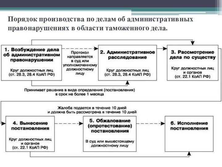 Порядок производства по делам об административных правонарушениях в области таможенного дела.