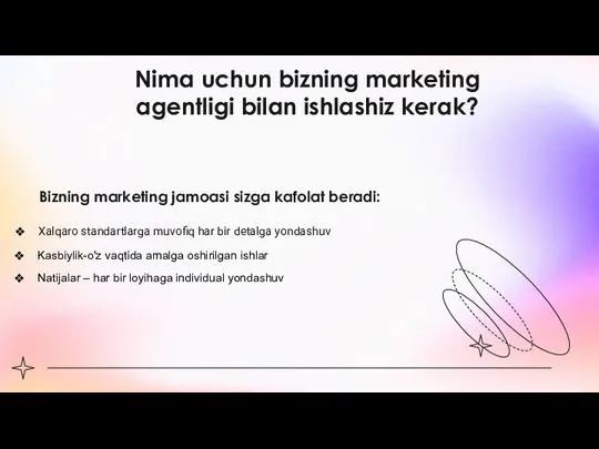 Bizning marketing jamoasi sizga kafolat beradi: Nima uchun bizning marketing agentligi bilan