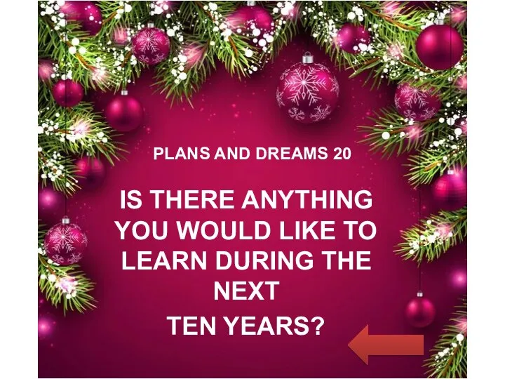 PLANS AND DREAMS 20 IS THERE ANYTHING YOU WOULD LIKE TO LEARN