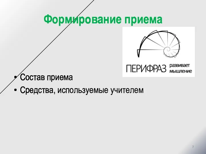 Формирование приема Состав приема Средства, используемые учителем