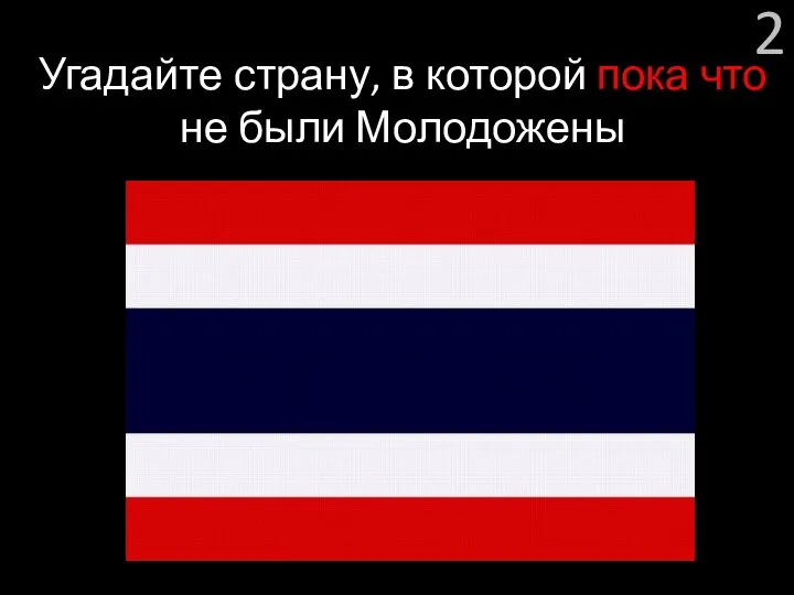 2 Угадайте страну, в которой пока что не были Молодожены