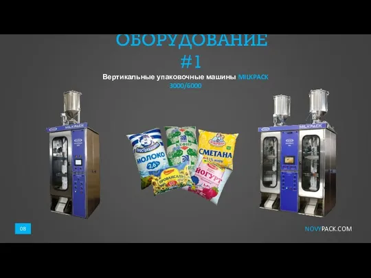 ОБОРУДОВАНИЕ #1 NOVYPACK.COM 08 Вертикальные упаковочные машины MILKPACK 3000/6000