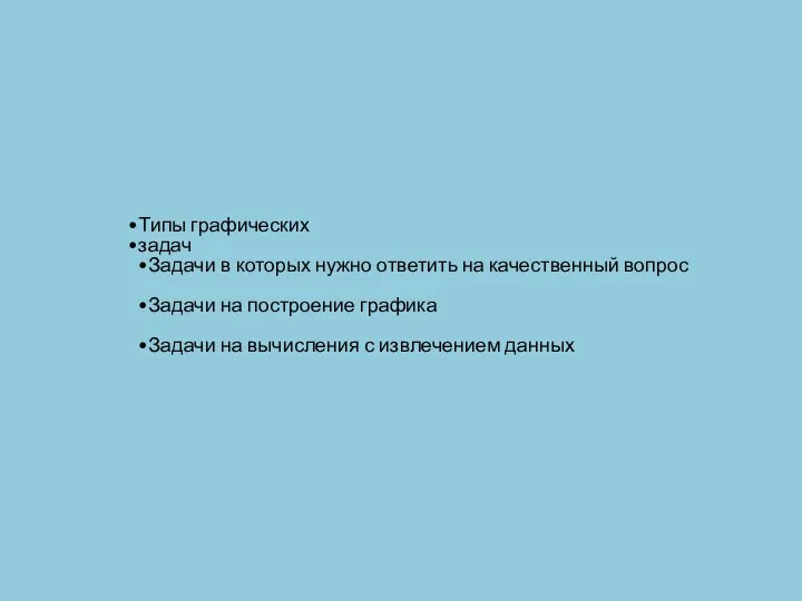 Типы графических задач Задачи в которых нужно ответить на качественный вопрос Задачи