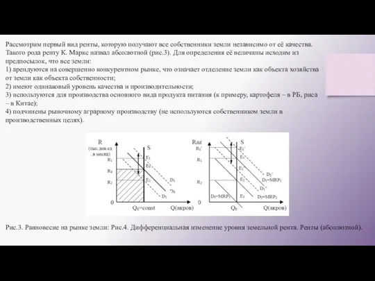 Рассмотрим первый вид ренты, которую получают все собственники земли независимо от её