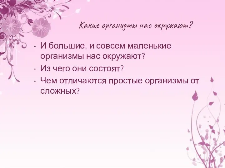 Какие организмы нас окружают? И большие, и совсем маленькие организмы нас окружают?