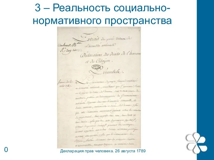 3 – Реальность социально-нормативного пространства 0 Декларация прав человека. 26 августа 1789