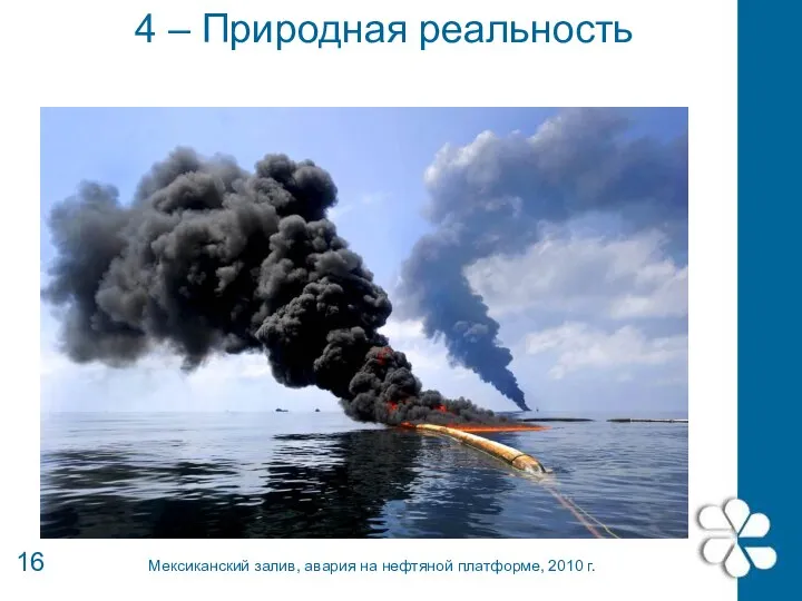 4 – Природная реальность 16 Мексиканский залив, авария на нефтяной платформе, 2010 г.