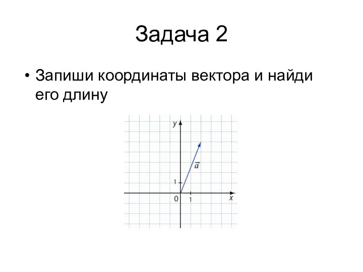 Задача 2 Запиши координаты вектора и найди его длину