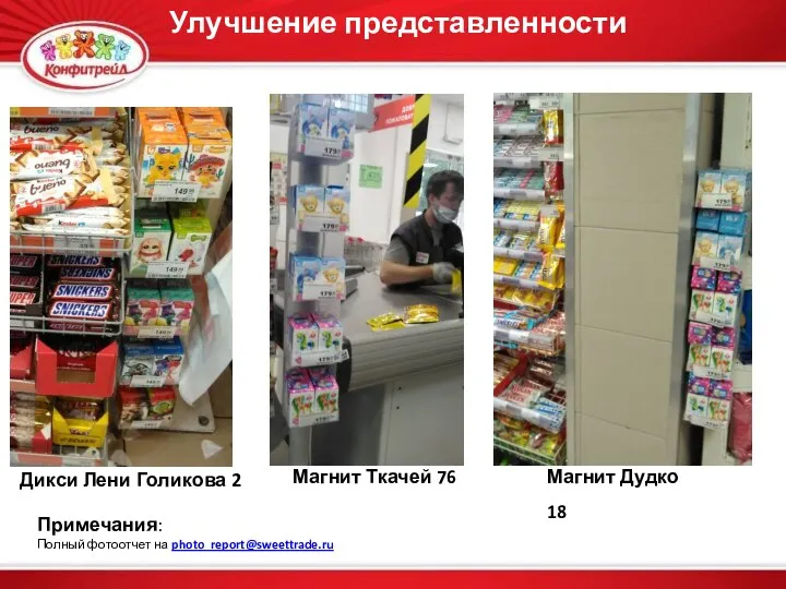 Магнит Ткачей 76 Улучшение представленности Примечания: Полный фотоотчет на photo_report@sweettrade.ru Магнит Дудко