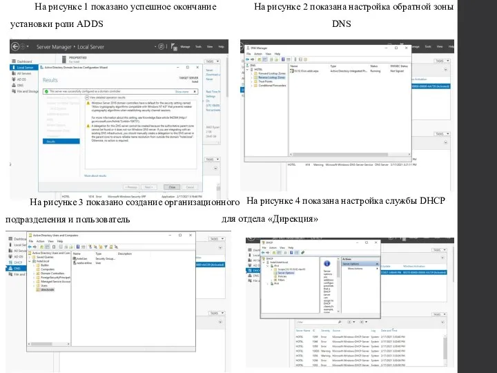 На рисунке 1 показано успешное окончание установки роли ADDS На рисунке 2