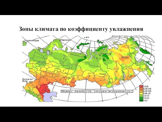 Зоны климата по коэффициенту увлажнения