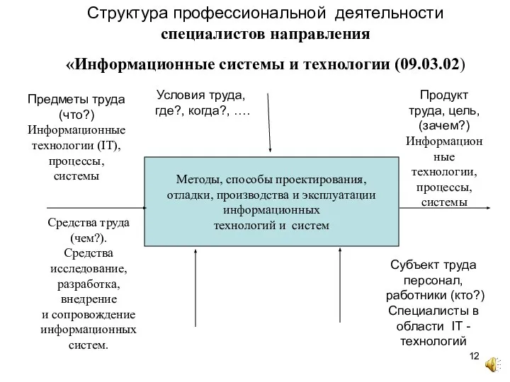 Структура профессиональной деятельности специалистов направления «Информационные системы и технологии (09.03.02)