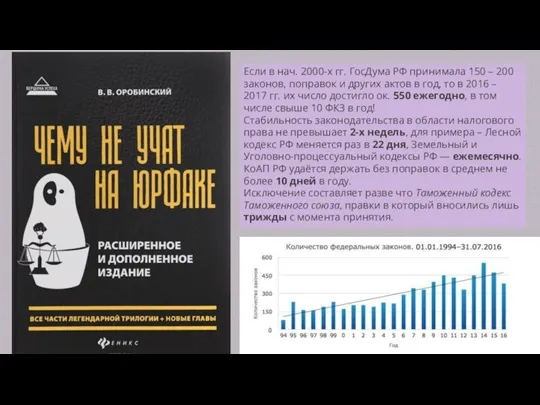 Если в нач. 2000-х гг. ГосДума РФ принимала 150 – 200 законов,