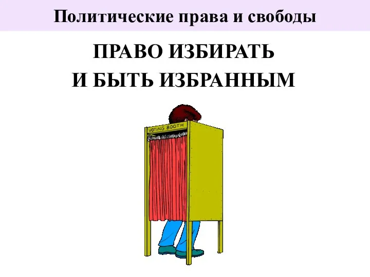 Политические права и свободы ПРАВО ИЗБИРАТЬ И БЫТЬ ИЗБРАННЫМ