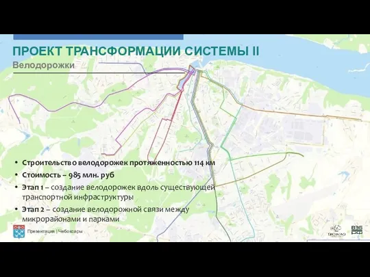 ПРОЕКТ ТРАНСФОРМАЦИИ СИСТЕМЫ II Презентация | Чебоксары Велодорожки Строительство велодорожек протяженностью 114