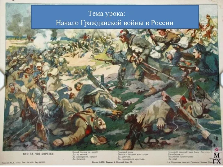 Тема урока: Начало Гражданской войны в России