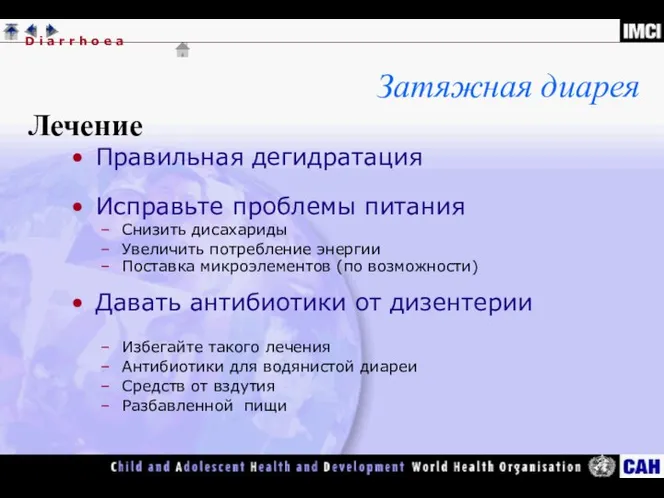 Правильная дегидратация Исправьте проблемы питания Снизить дисахариды Увеличить потребление энергии Поставка микроэлементов