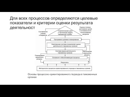 Для всех процессов определяются целевые показатели и критерии оценки результата деятельности таможенных