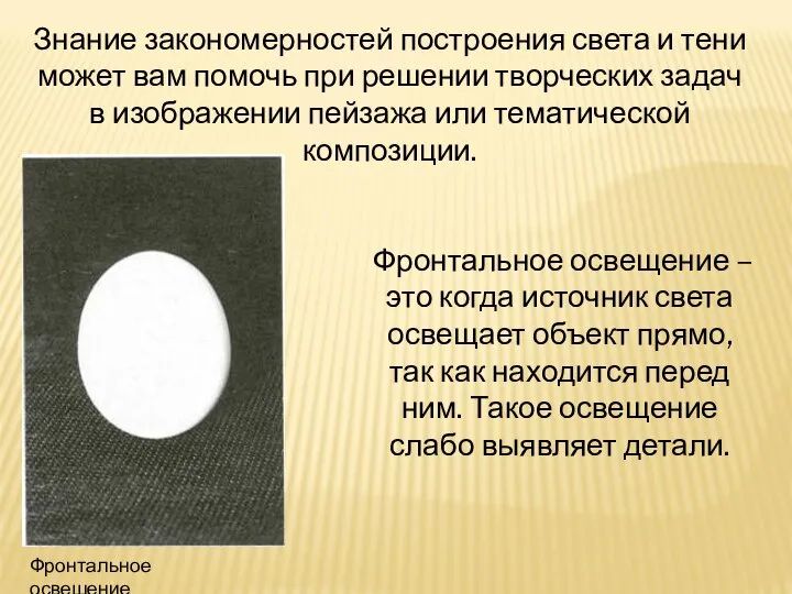 Знание закономерностей построения света и тени может вам помочь при решении творческих