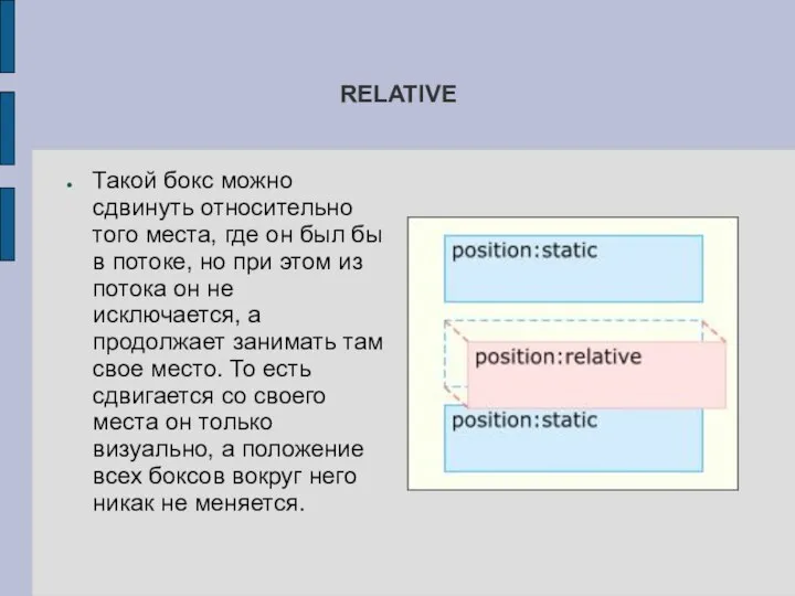 RELATIVE Такой бокс можно сдвинуть относительно того места, где он был бы