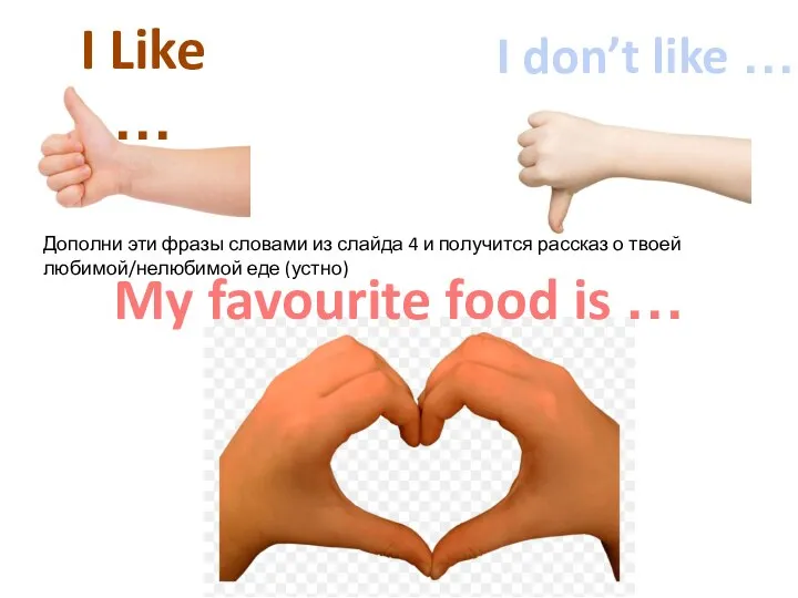 I Like … I don’t like … My favourite food is …