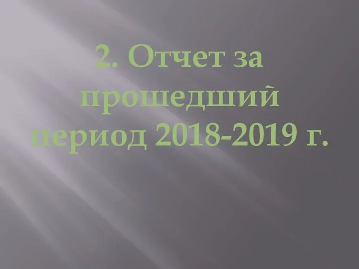 2. Отчет за прошедший период 2018-2019 г.