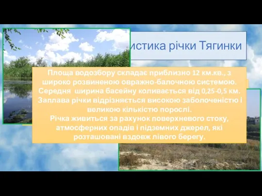 Загальна характеристика річки Тягинки Річка Тягинка знаходиться в північно-західній частині Бериславського району