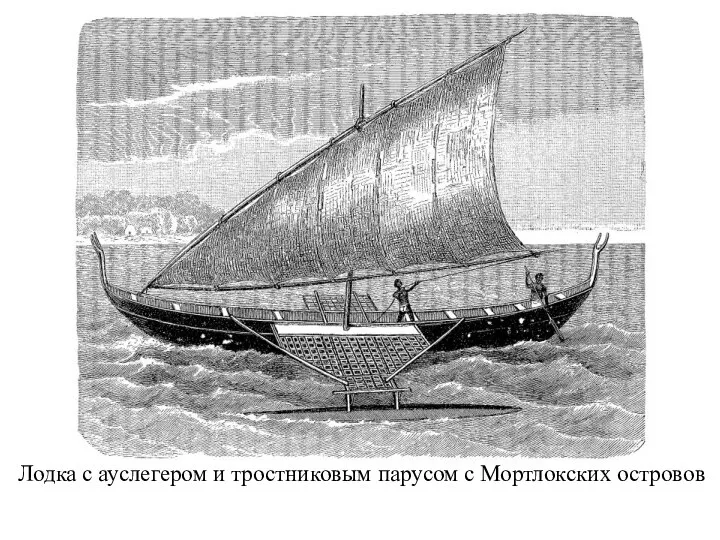 Лодка с ауслегером и тростниковым парусом с Мортлокских островов