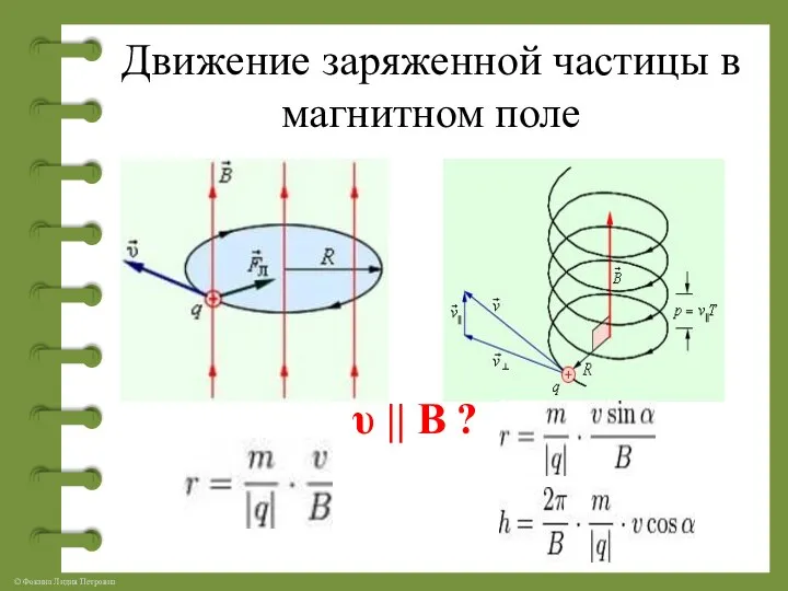 Движение заряженной частицы в магнитном поле υ || B ?