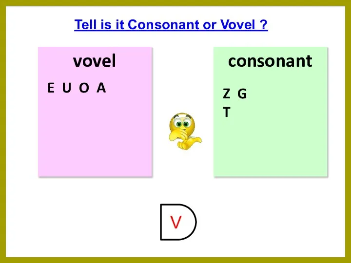 vovel consonant Tell is it Consonant or Vovel ? E U O