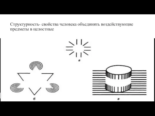 Структурность- свойства человека объединять воздействующие предметы в целостные