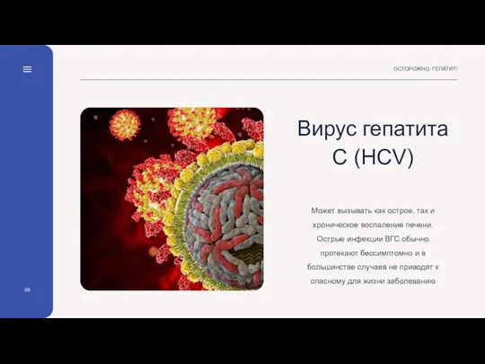 ОСТОРОЖНО: ГЕПАТИТ! Вирус гепатита С (HCV) Может вызывать как острое, так и