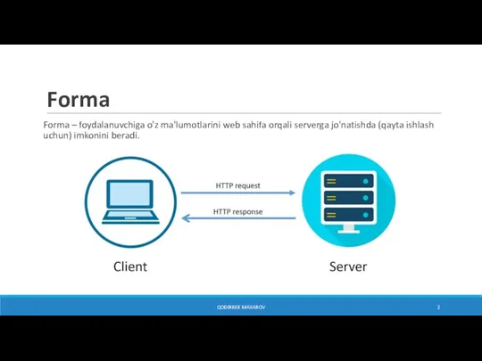 Forma Forma – foydalanuvchiga o'z ma'lumotlarini web sahifa orqali serverga jo'natishda (qayta