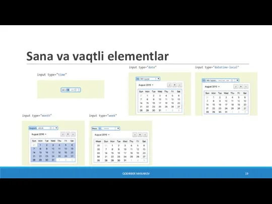 Sana va vaqtli elementlar QODIRBEK MAXAROV