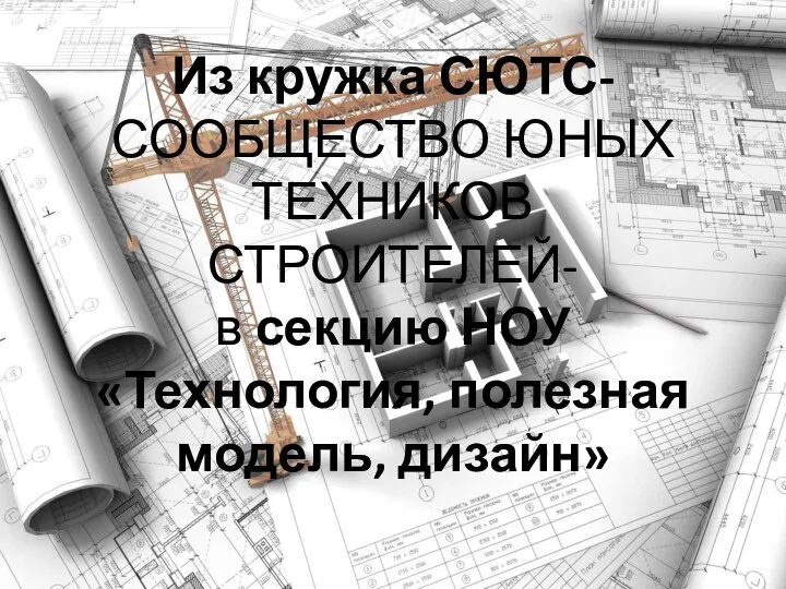 Из кружка СЮТС-СООБЩЕСТВО ЮНЫХ ТЕХНИКОВ СТРОИТЕЛЕЙ- в секцию НОУ «Технология, полезная модель, дизайн»