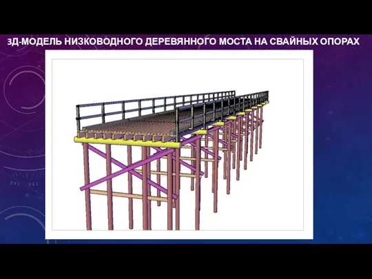 3Д-МОДЕЛЬ НИЗКОВОДНОГО ДЕРЕВЯННОГО МОСТА НА СВАЙНЫХ ОПОРАХ